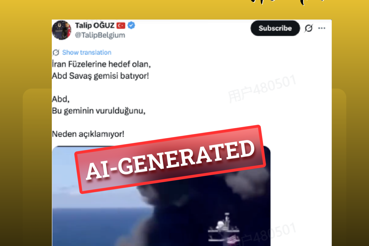 Fact Check: Video Claiming Iran Bombed and Sank a U.S. Aircraft Carrier Is AI-Generated