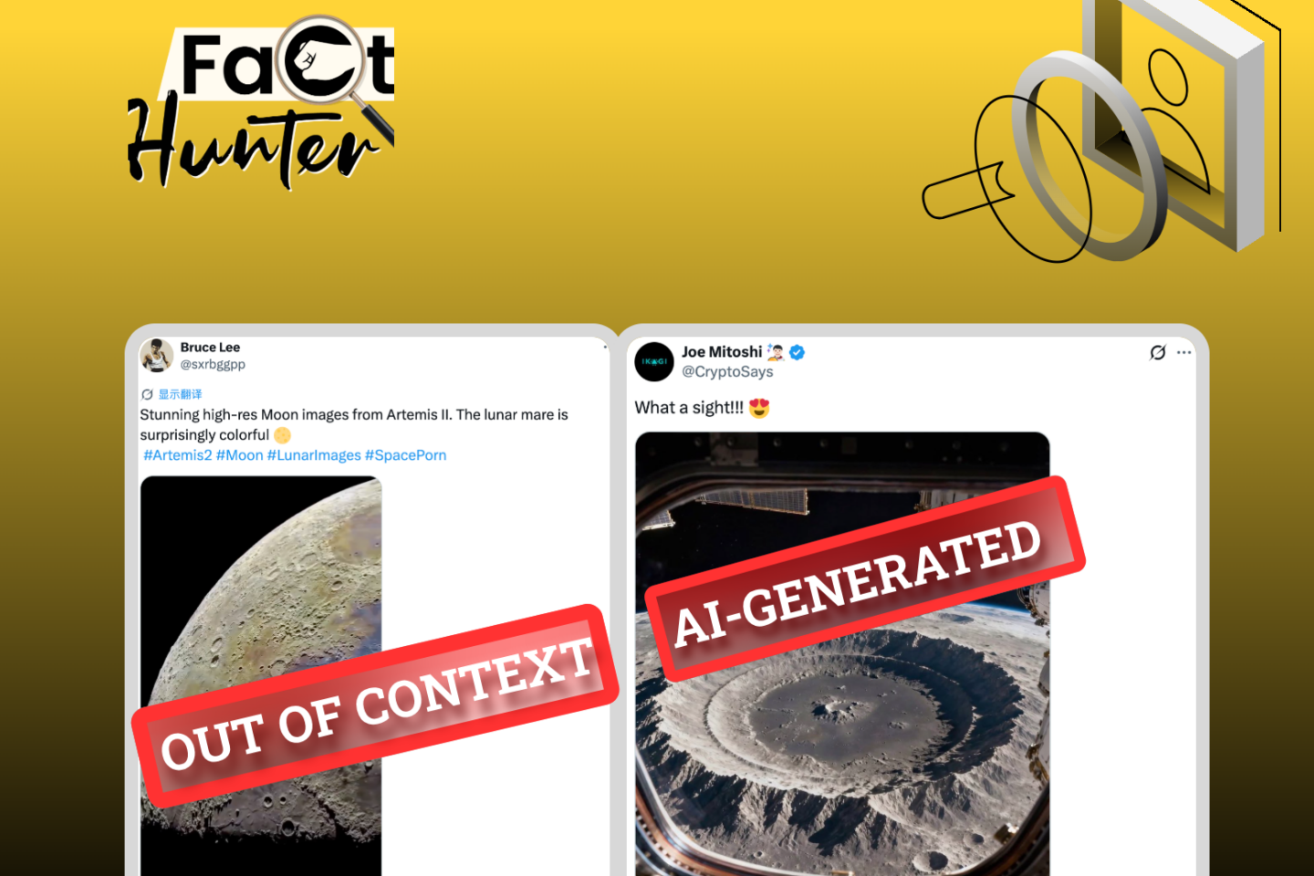 Fact Check:  Viral Artemis II Lunar Images — One Misappropriated from 2024, One AI-Generated
