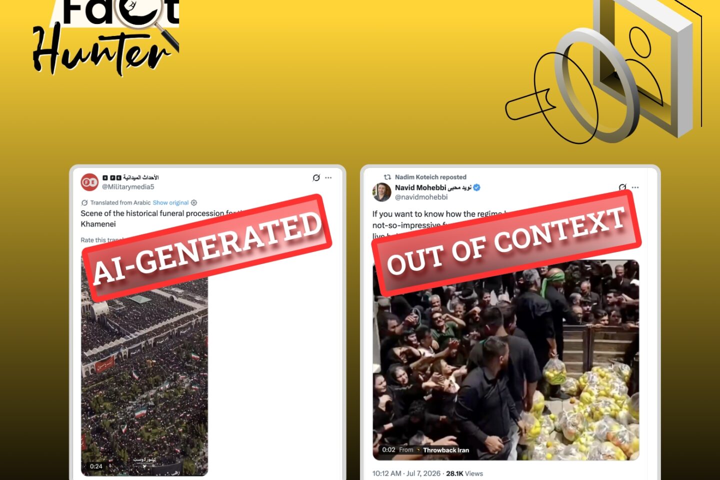 Fact Check: Khamenei Funeral Aerial Footage Is AI-generated，Food-Distribution Video Traced to Religious Event